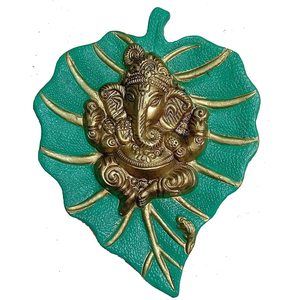 Lord Ganesh Light Green Ganpati On Paan Patta Leaf Decorative Religious😸